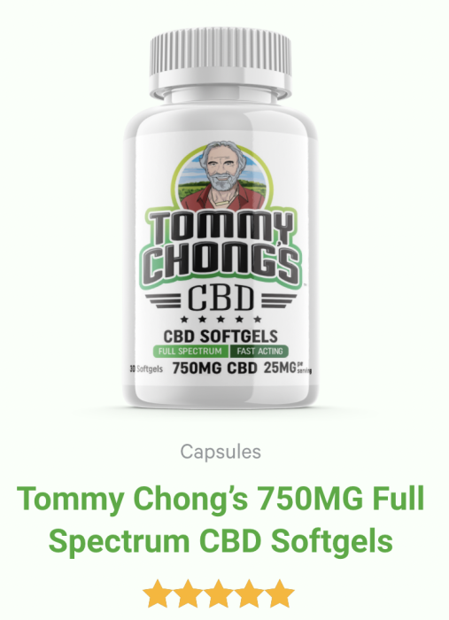 Tommy Chong's CBD Softgels bottle